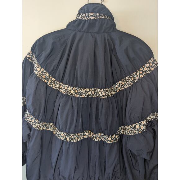 Free People Bomber Blue & Floral Jacket | XS| Zip Up - Picture 9 of 16